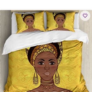 Ambesonne Yellow African Queen Duvet Cover Set